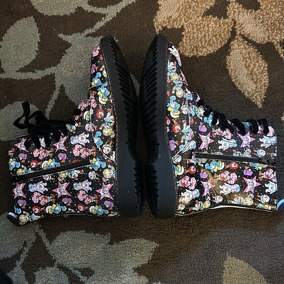 New Spellbound black combat boots with 80s favorite cartoons size 40 - Picture 6 of 9